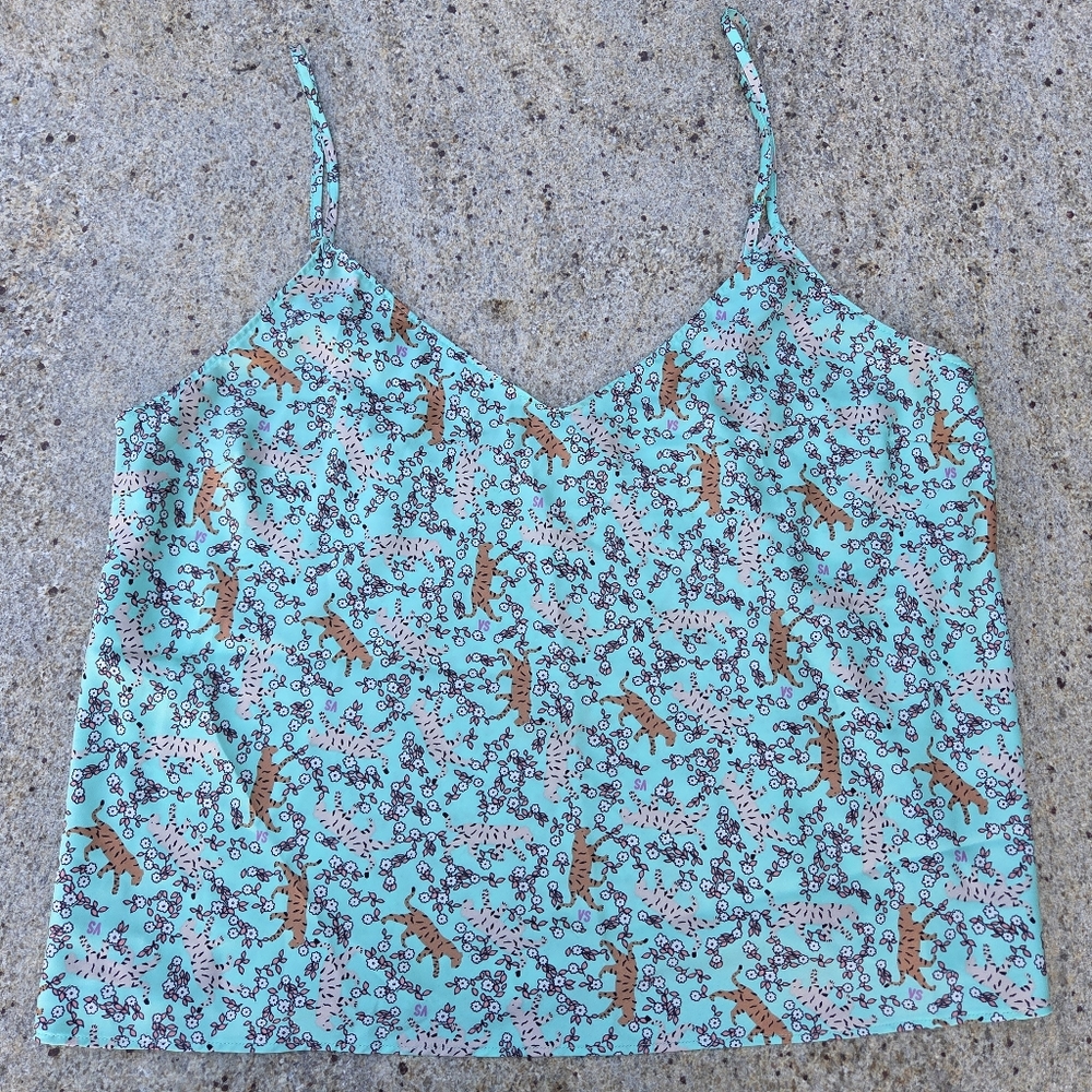 Victoria's Secret | Blue Tiger Print PJ ' Silk ' Blouse